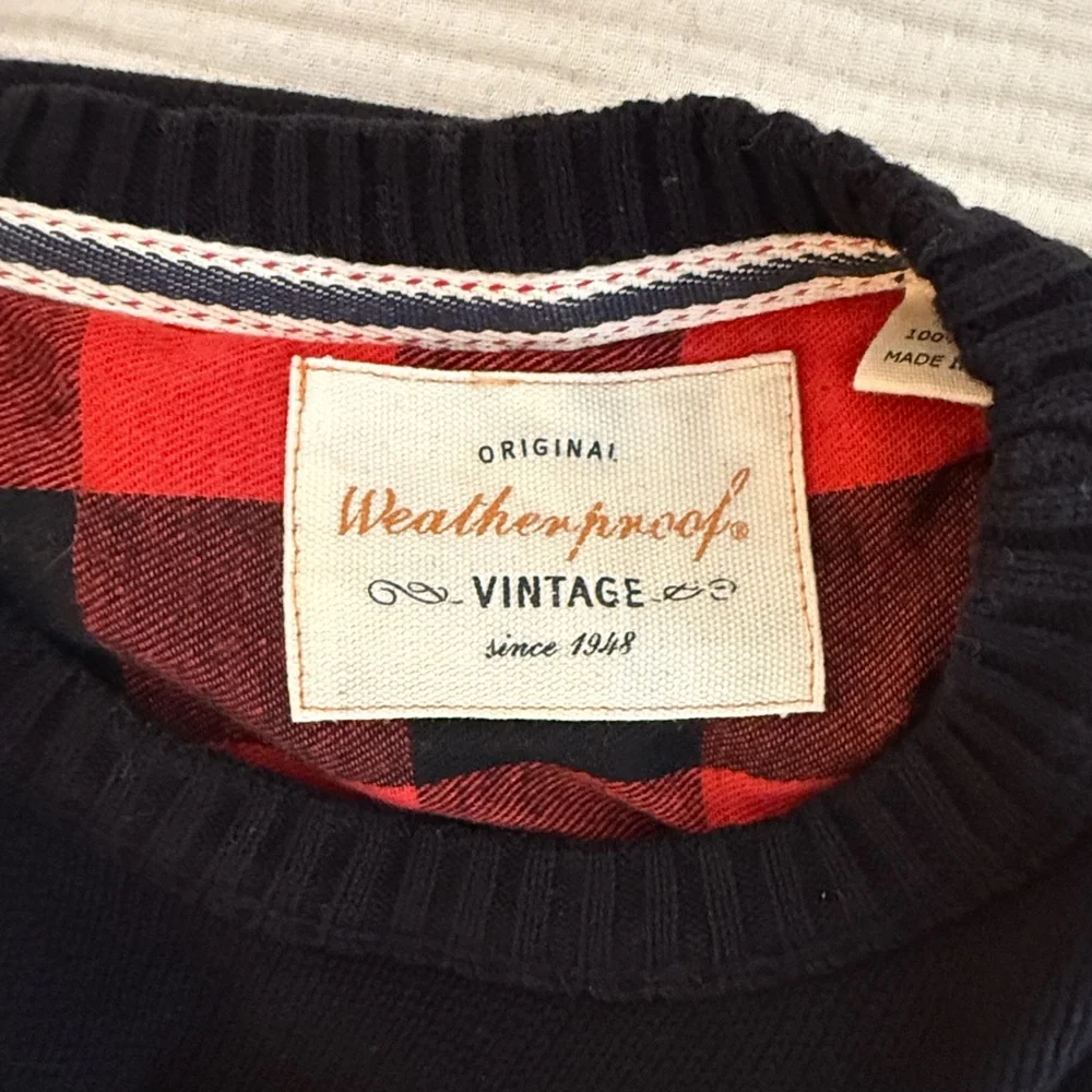 Men's Weatherproof Vintage Black Sweater with Grey Moose - Picture 5 of 7
